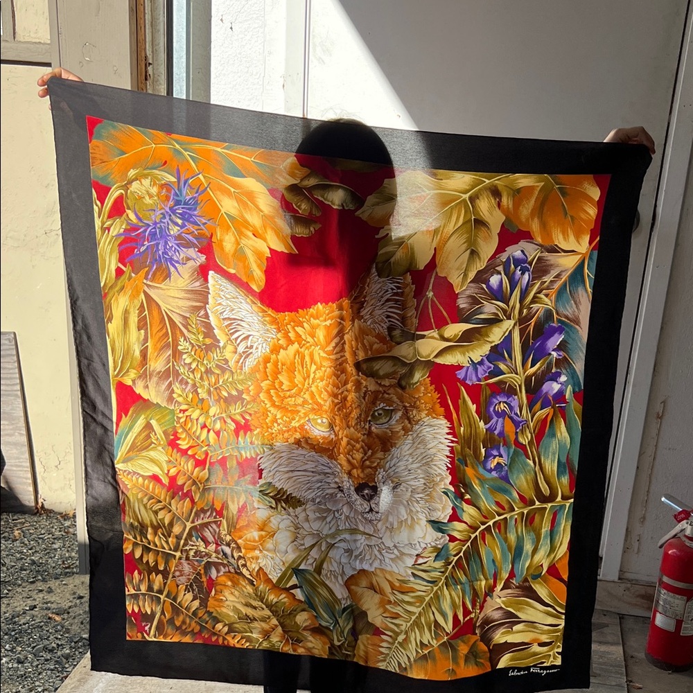 Salvatore Ferragamo Tropical Leaf Print Scarf